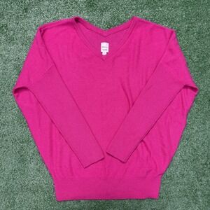 Maeve Sweater Womens Medium Pink Cashmere Collection Pullover V Neck Soft Knit